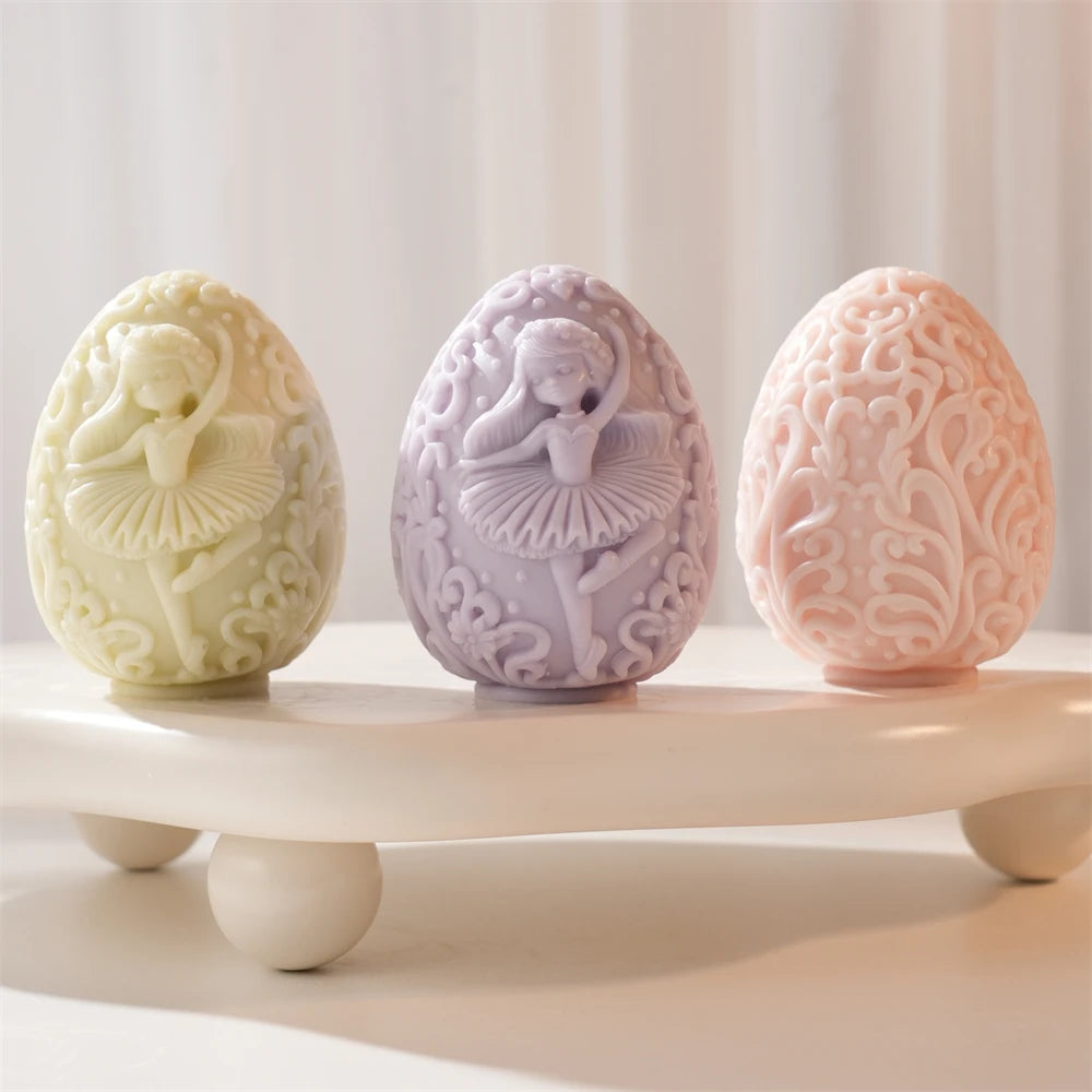 Dancing Girl Egg Candle Silicone Mold for Easter