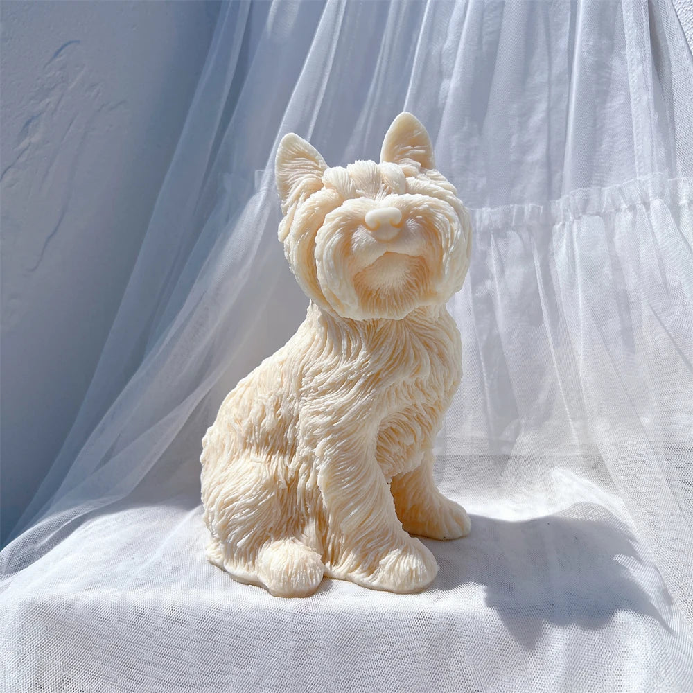Yorkshire Terrier Dog Statue Candle Silicone Mold