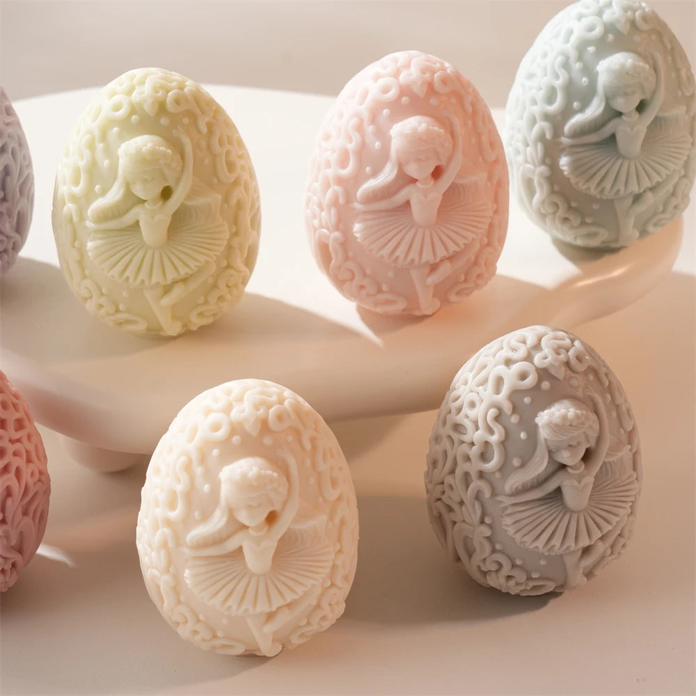 Dancing Girl Egg Candle Silicone Mold for Easter