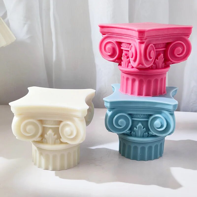 Large Roman Pillar Candle Mold Classic Corinthian