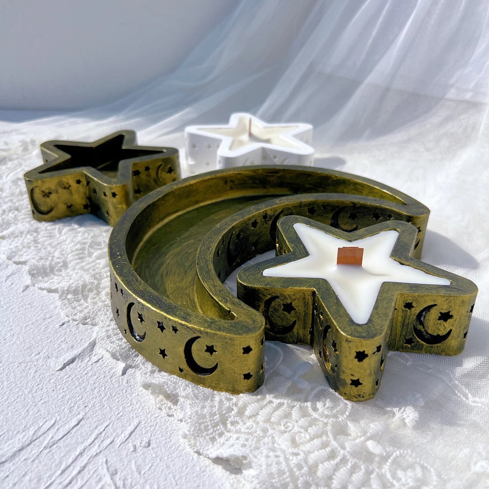Eid Mubarak Candle Vessel Mold - Moon & Star