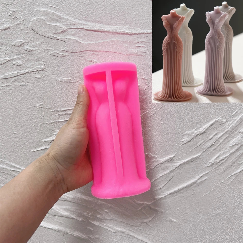 3D Wedding Dress Silicone Candle Mold