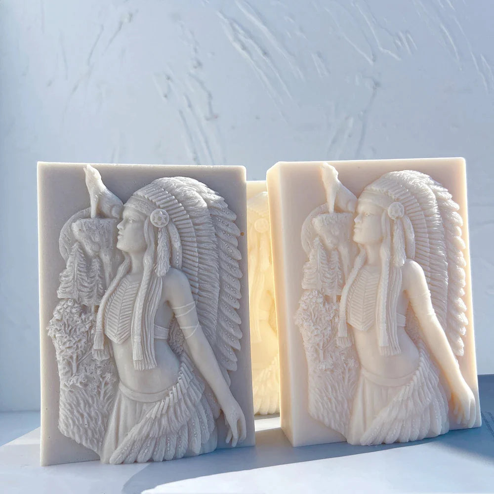 Ameican Indian Hunter Woman Candle Mold