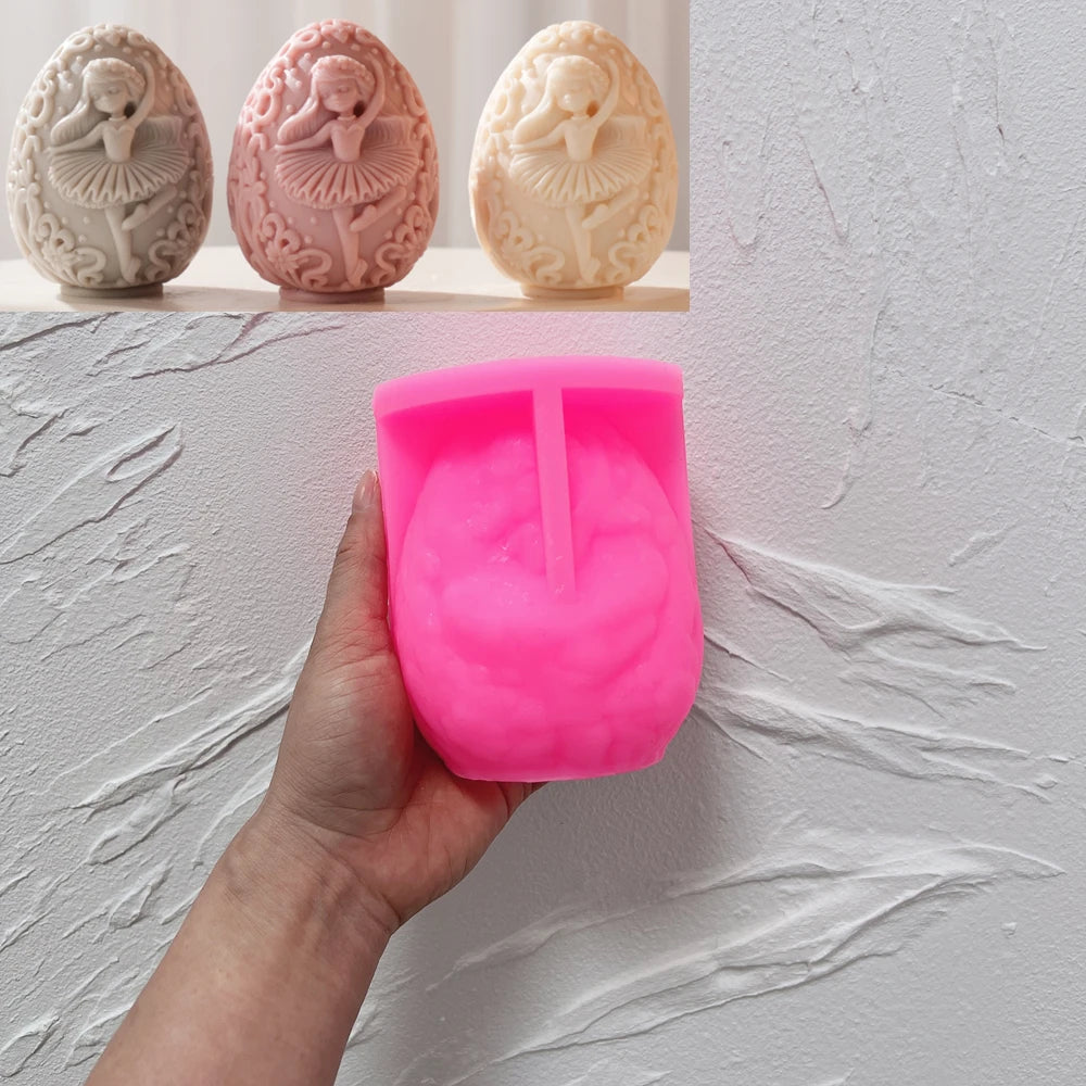 Dancing Girl Egg Candle Silicone Mold for Easter