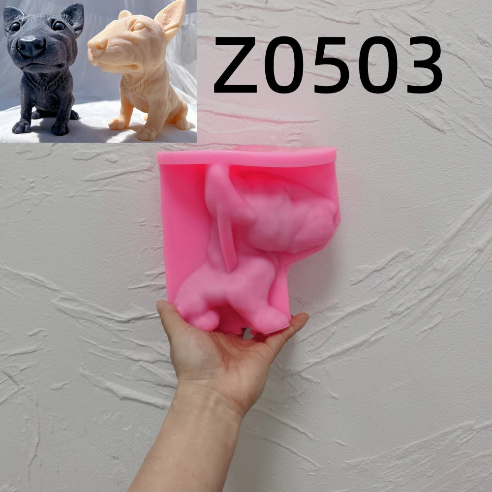 Bullhead Terrier Statue Candle Silicone Mold