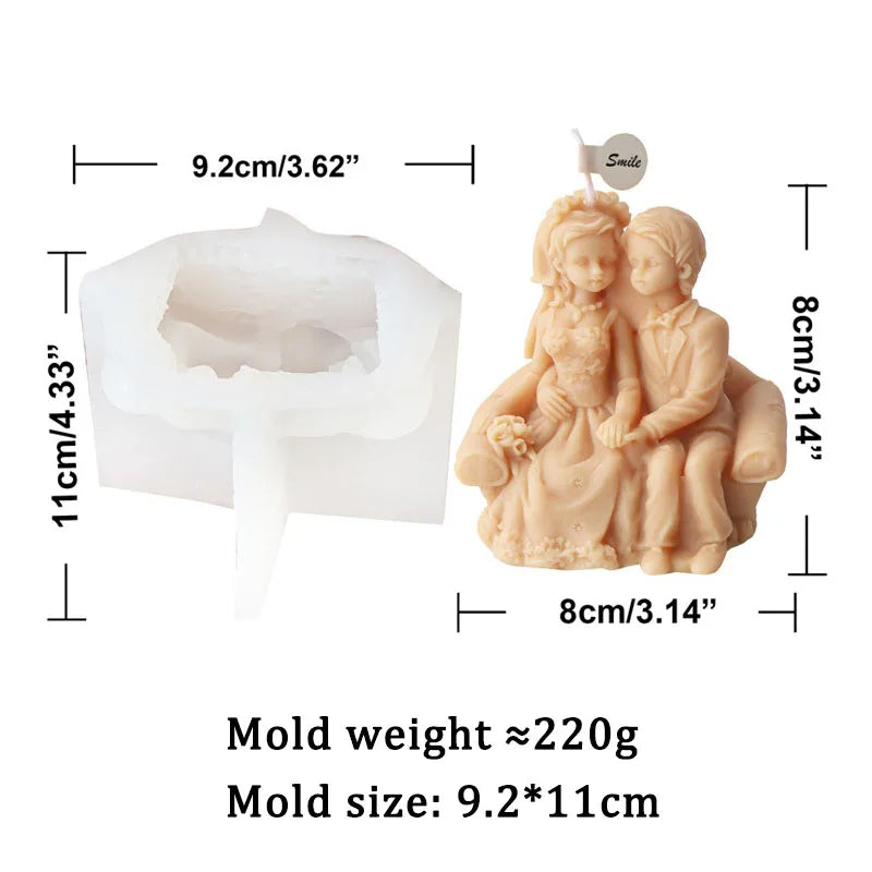 Bride and groom Wedding Ceremony Candle Mold Silicone