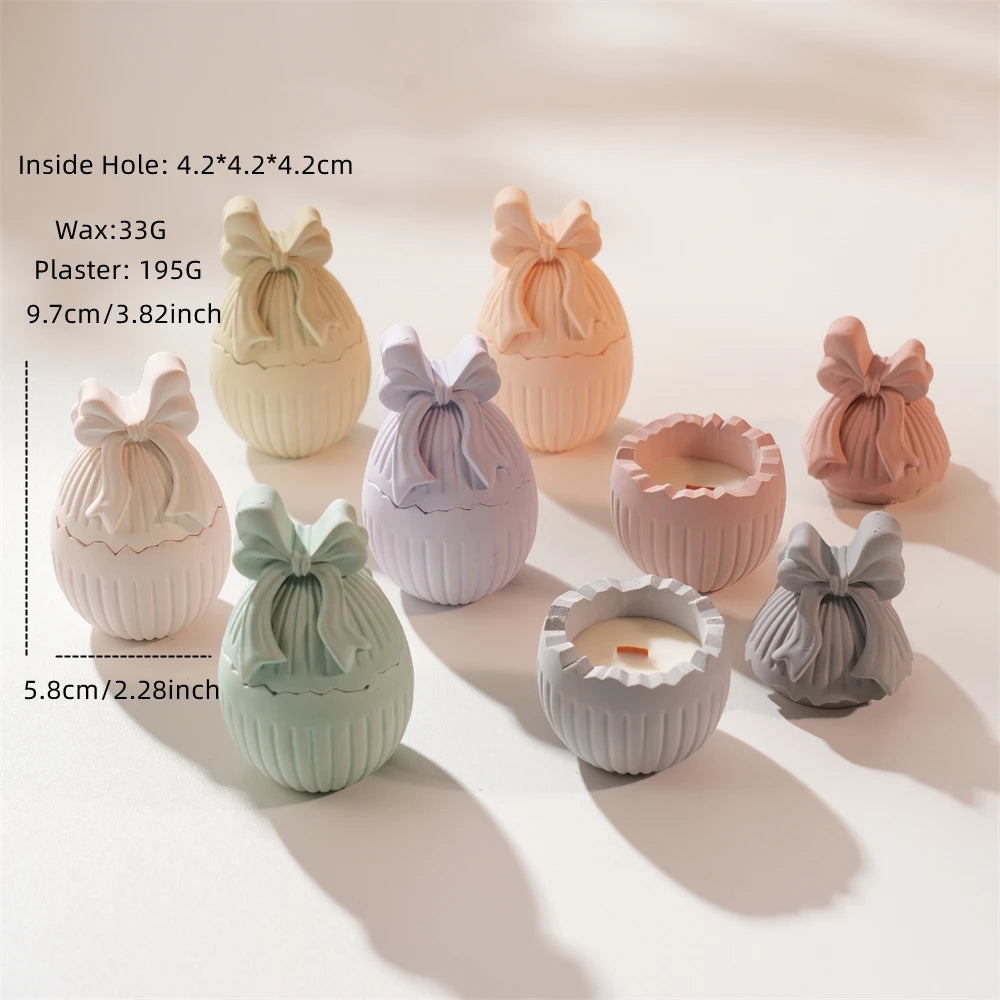 Easter Egg Candle Jar Silicone Mold with Bow Design