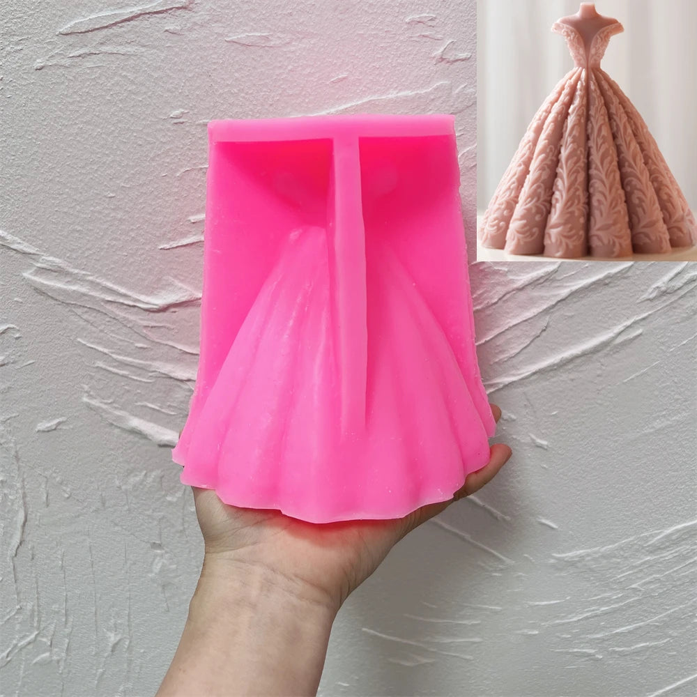 3D Wedding Dress Silicone Candle Mold