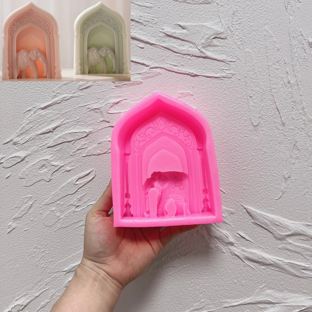 Mughal Boho Elephant Arch Silicone Candle Mold