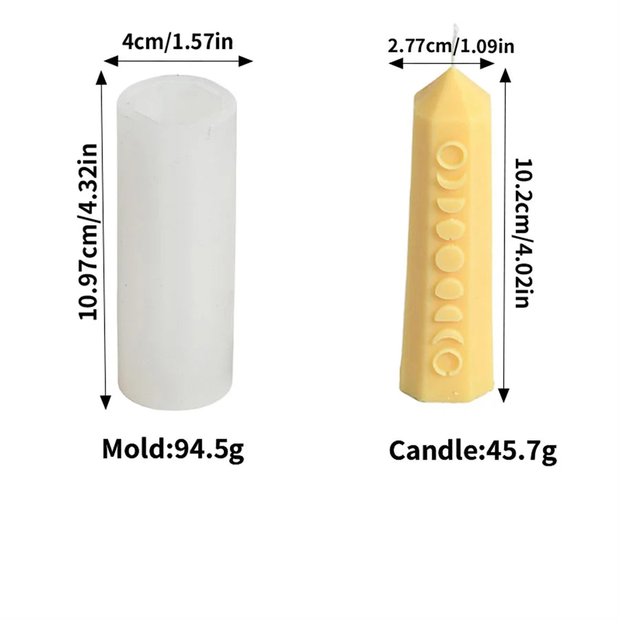 Celestial Moon & Star Patterned Column Candle Silicone Mold