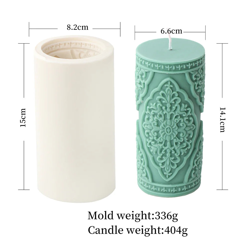 Vintage Embossed Column Cylinder Candle Molds