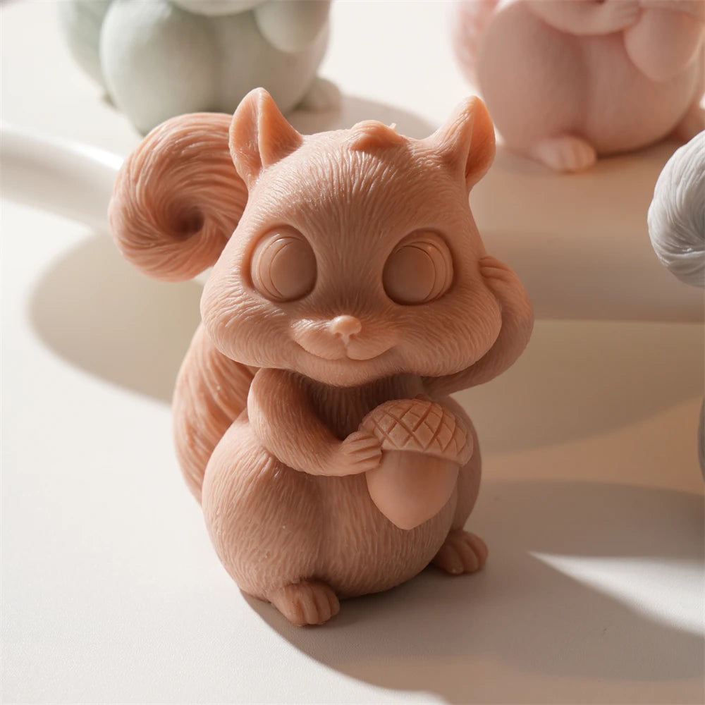 Squirrel Holding Acorn Silicone Candle Mold
