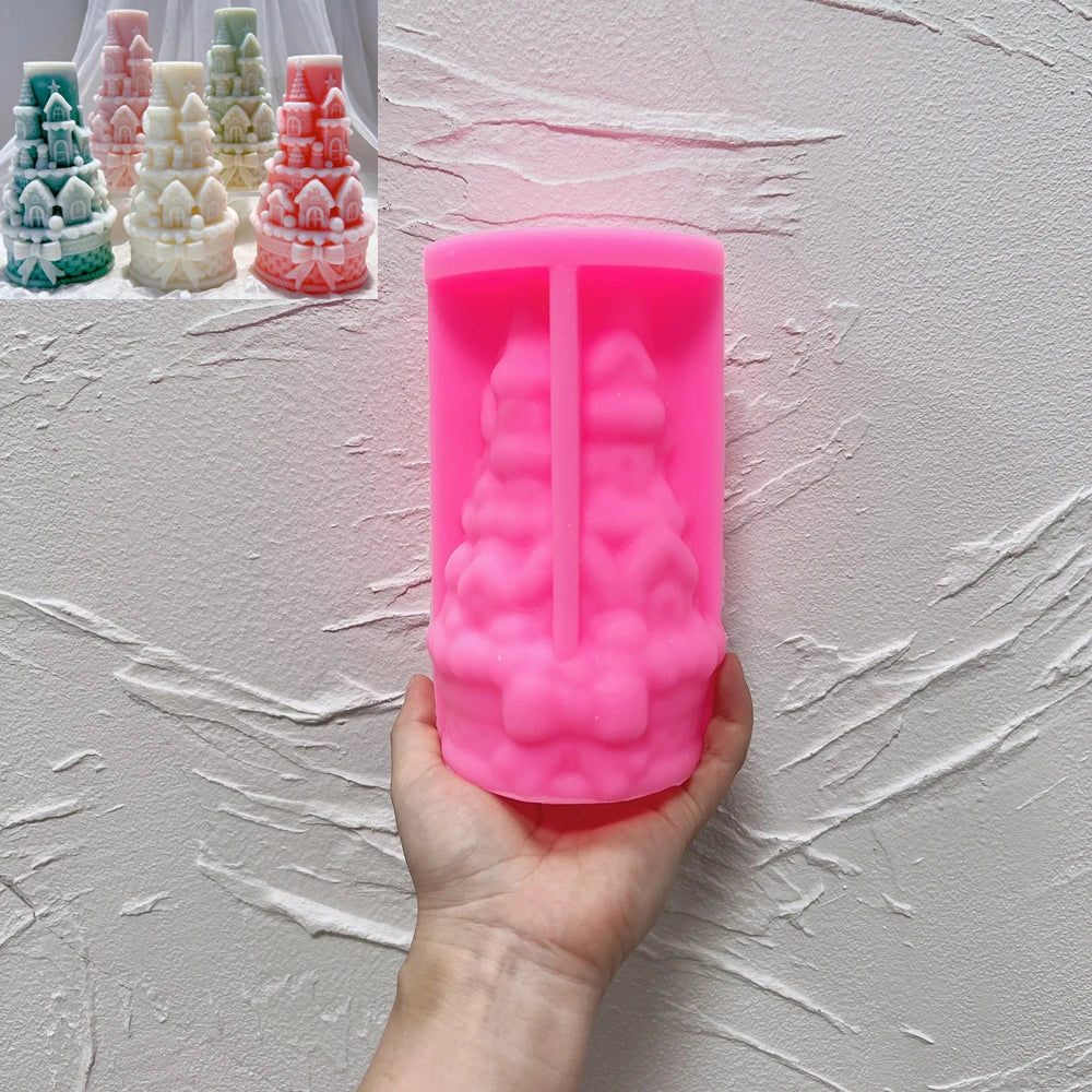 Bows Castle Christmas Silicone Candle Mold β Cake Design DIY Wax Mold