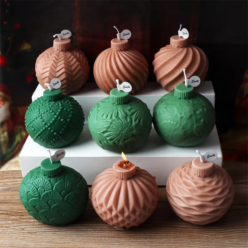 Festive Christmas Bauble Candle Molds