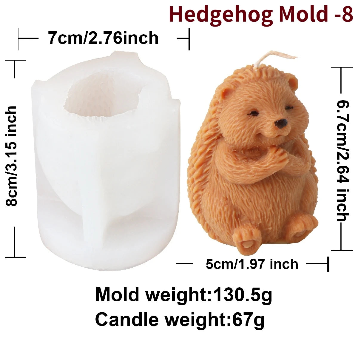 Cute Hedgehog Candle Mold