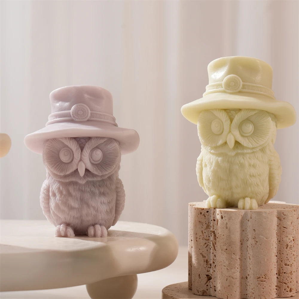Hat Owl Candle Silicone Mold for DIY Crafts