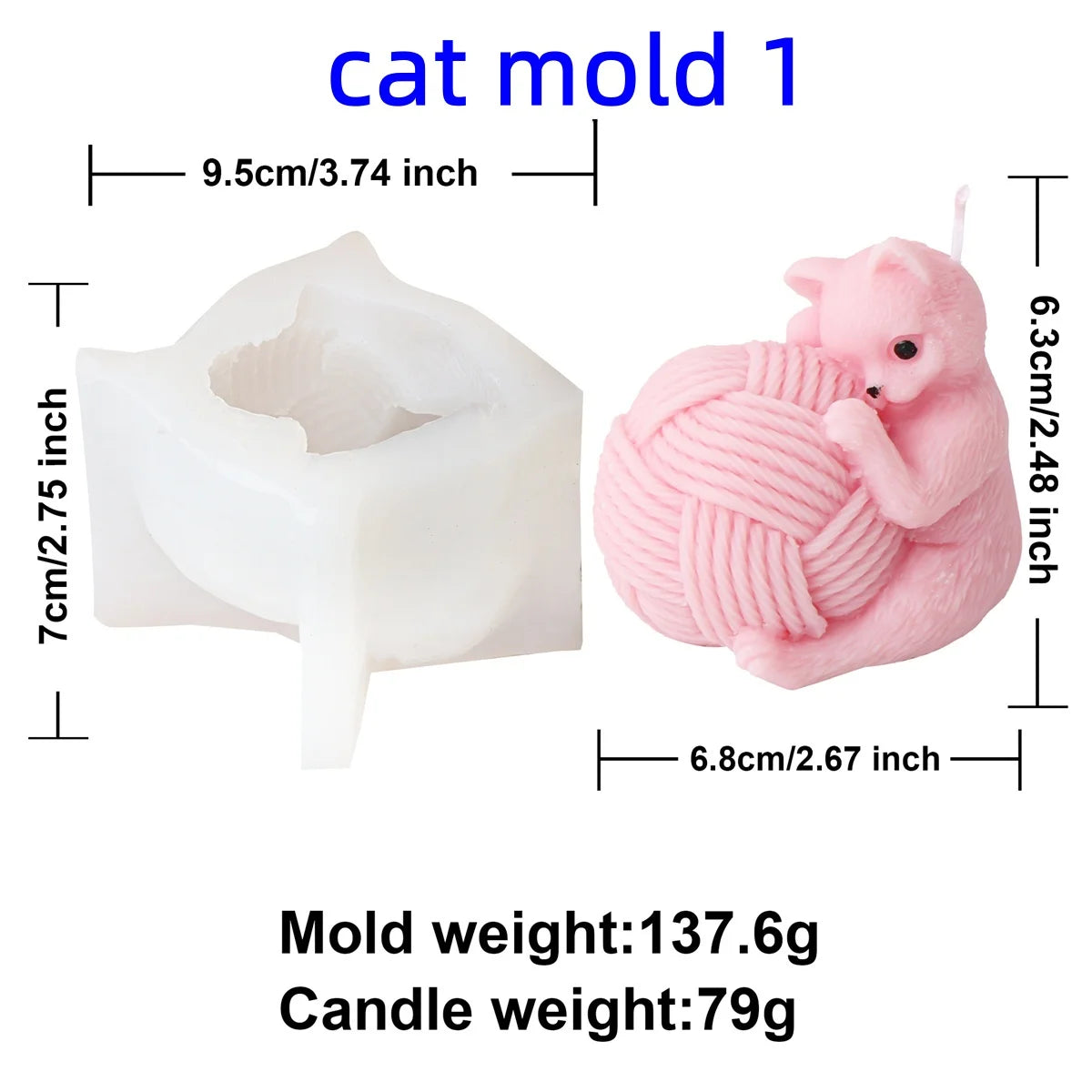 Wool Ball Kitten Candle Molds