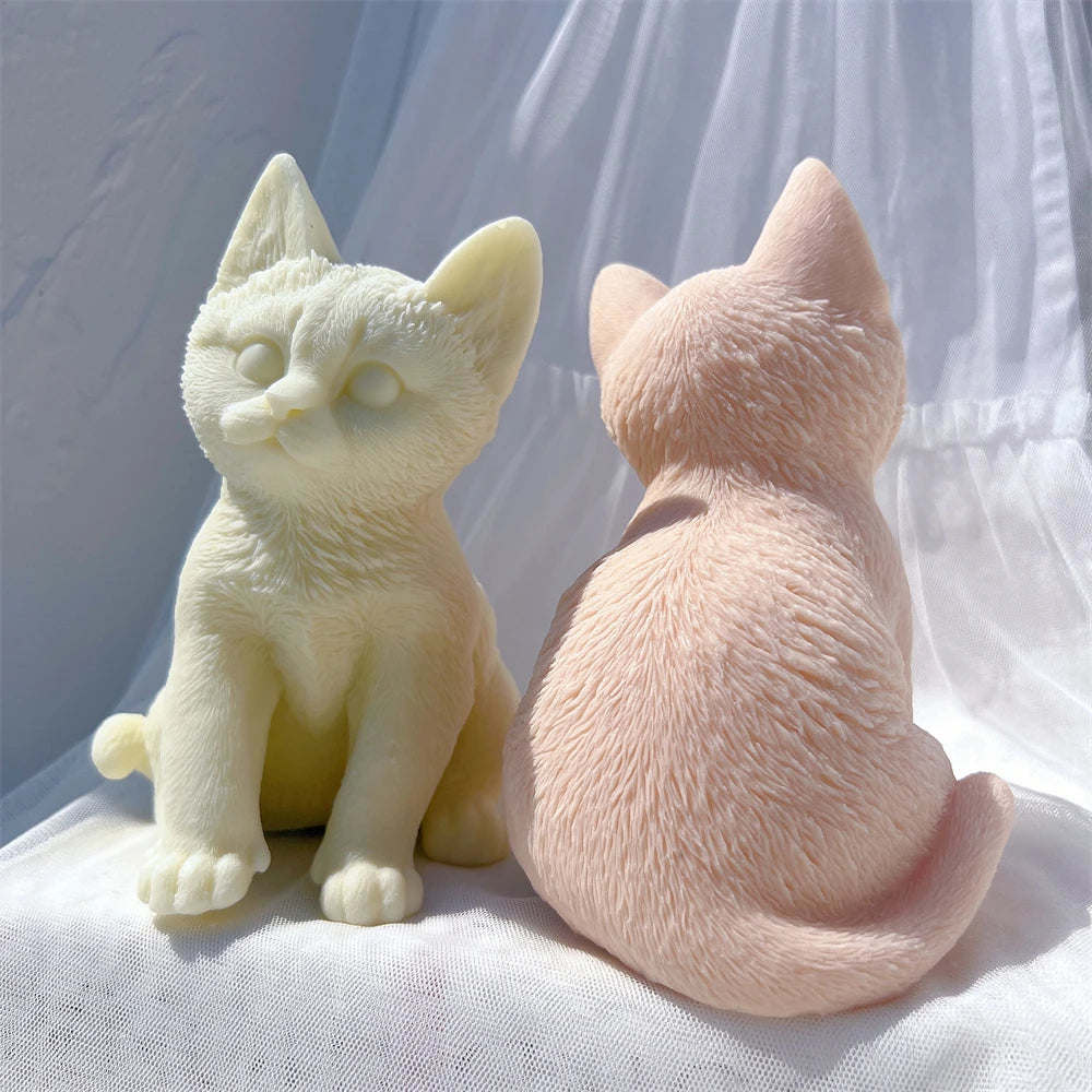 Sitting Tabby Cat Candle Silicone Mold