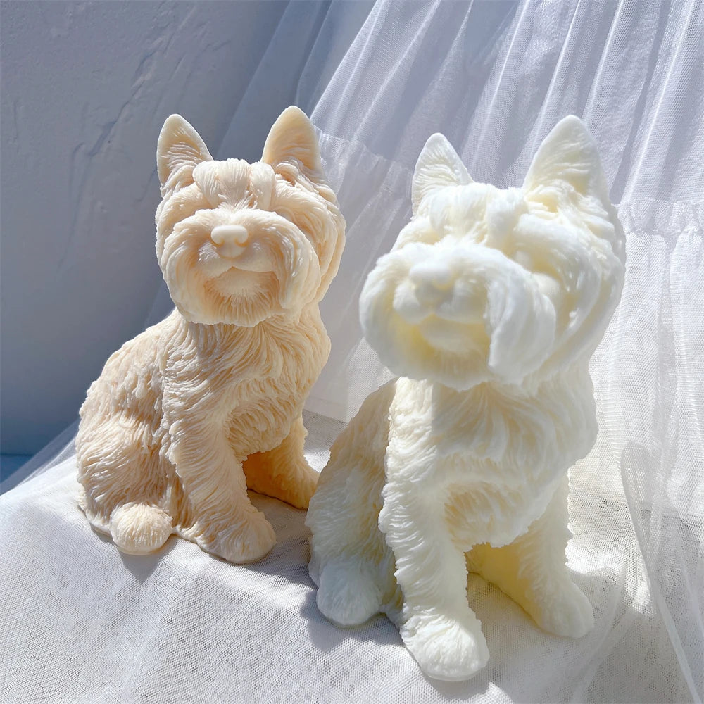 Yorkshire Terrier Dog Statue Candle Silicone Mold