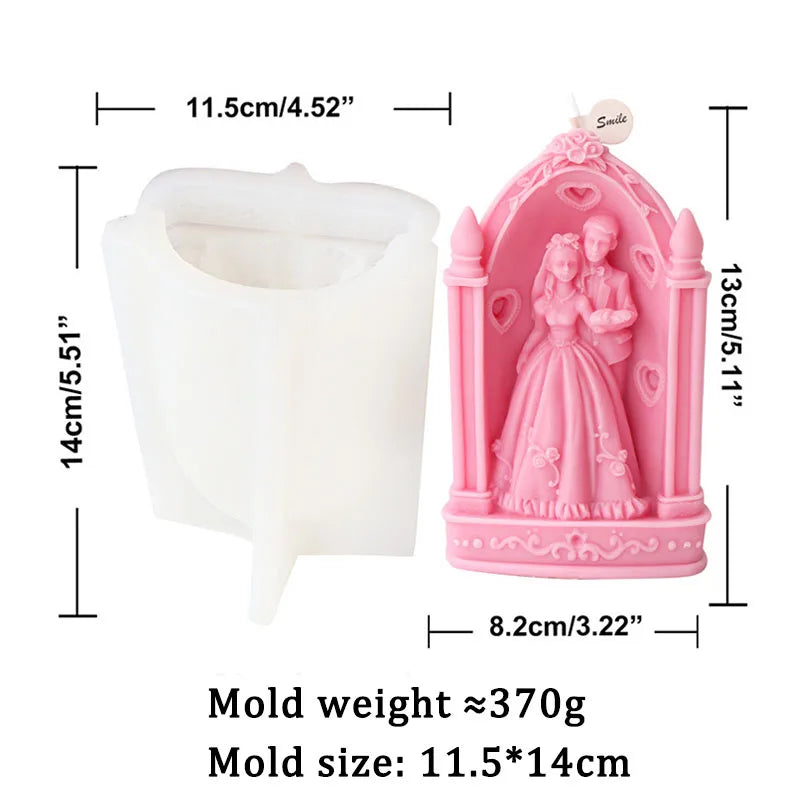 Bride and groom Wedding Ceremony Candle Mold Silicone