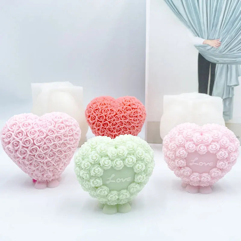 Rose Heart Shaped Candle Mold Silicone