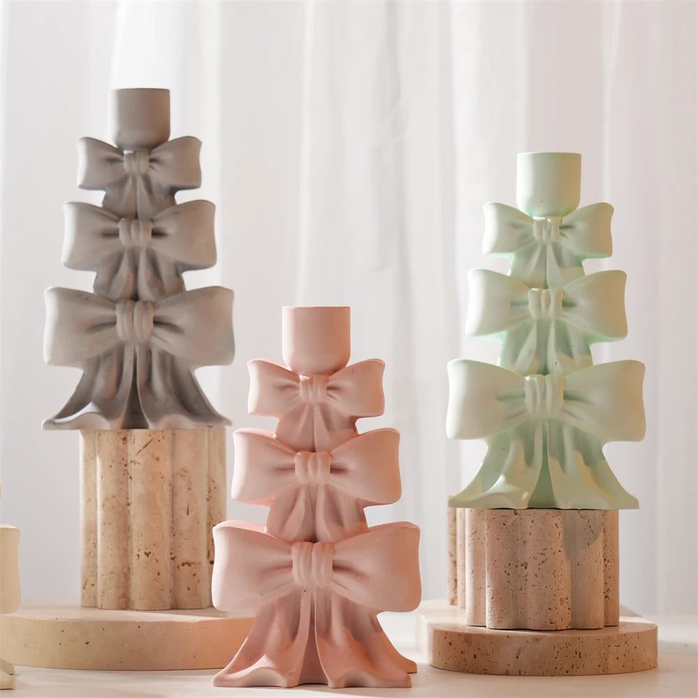 Christmas Bowknot Tree Candle Holder Silicone Mold