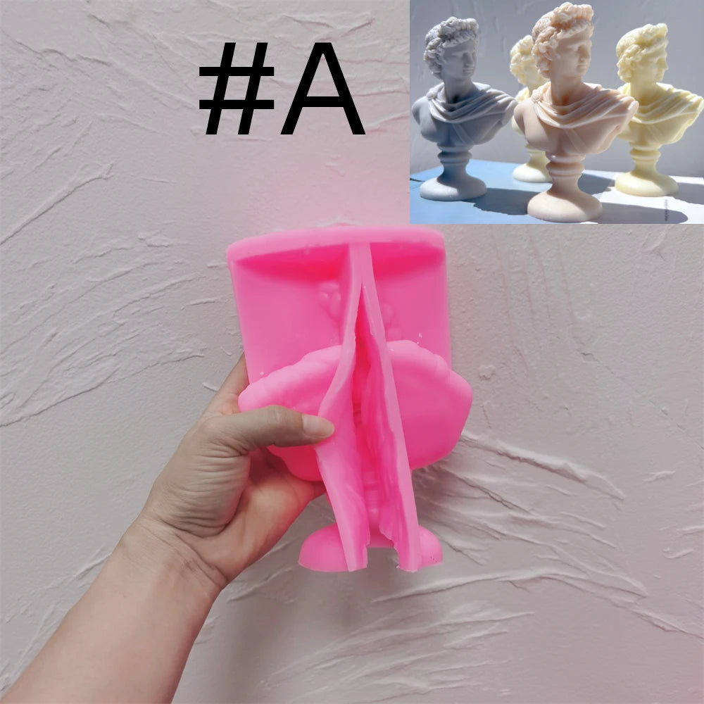 Greek Sculpture Roman Apollo Artemis Diana Bust Silicone Candle Mold