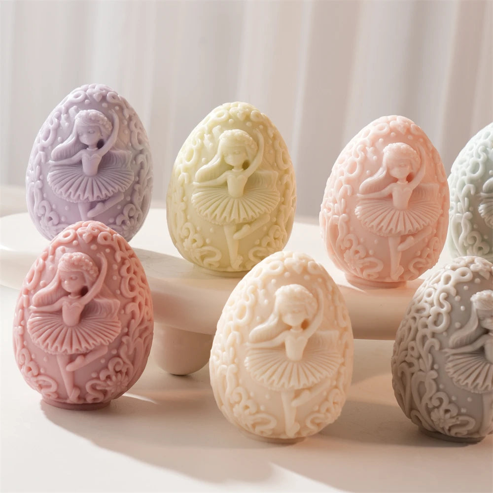 Dancing Girl Egg Candle Silicone Mold for Easter