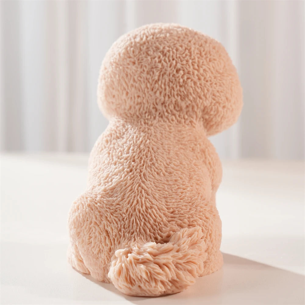 Fluffy Bichon Frise Puppy Silicone Candle Mold