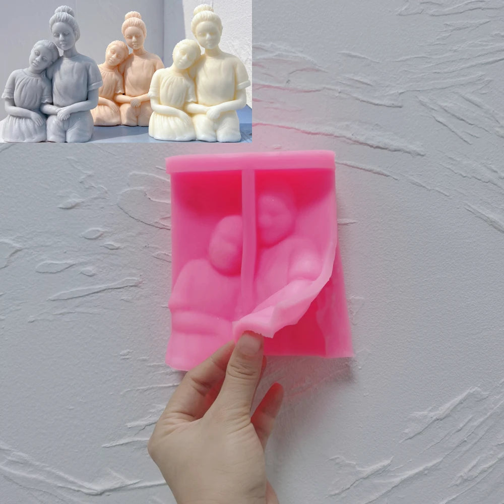 Mother and Father with Child Candle Mold