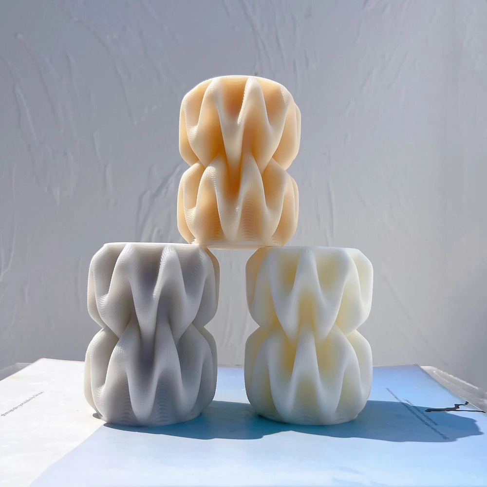 2 Sizes Wave Pillar Swirl Candle Mold