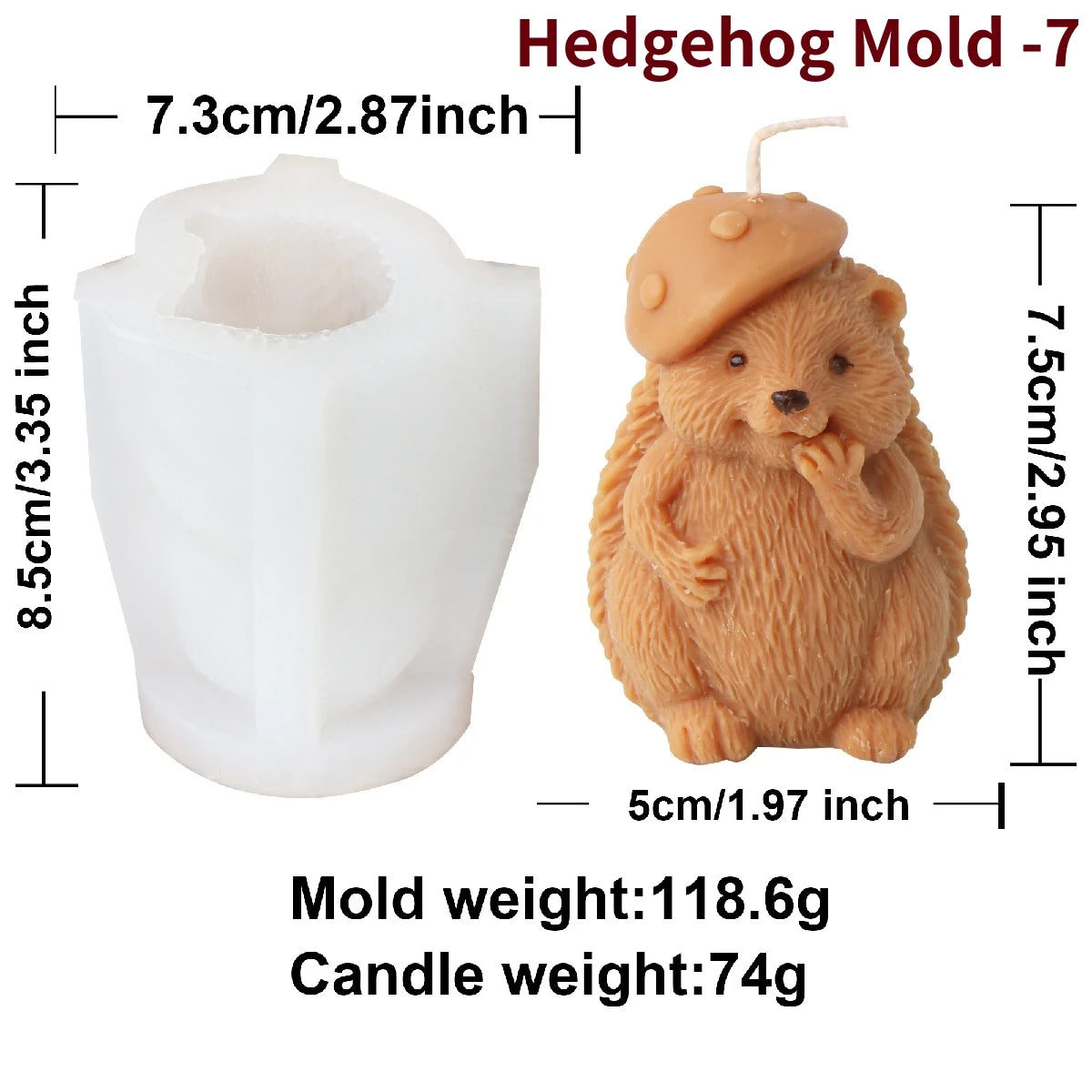 Cute Hedgehog Candle Mold