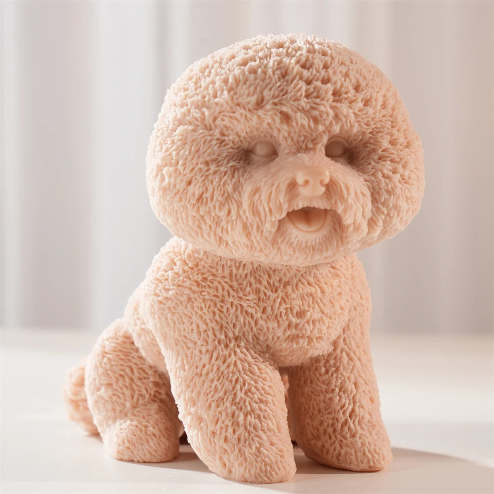 Fluffy Bichon Frise Puppy Silicone Candle Mold