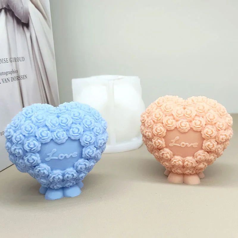 Rose Heart Shaped Candle Mold Silicone