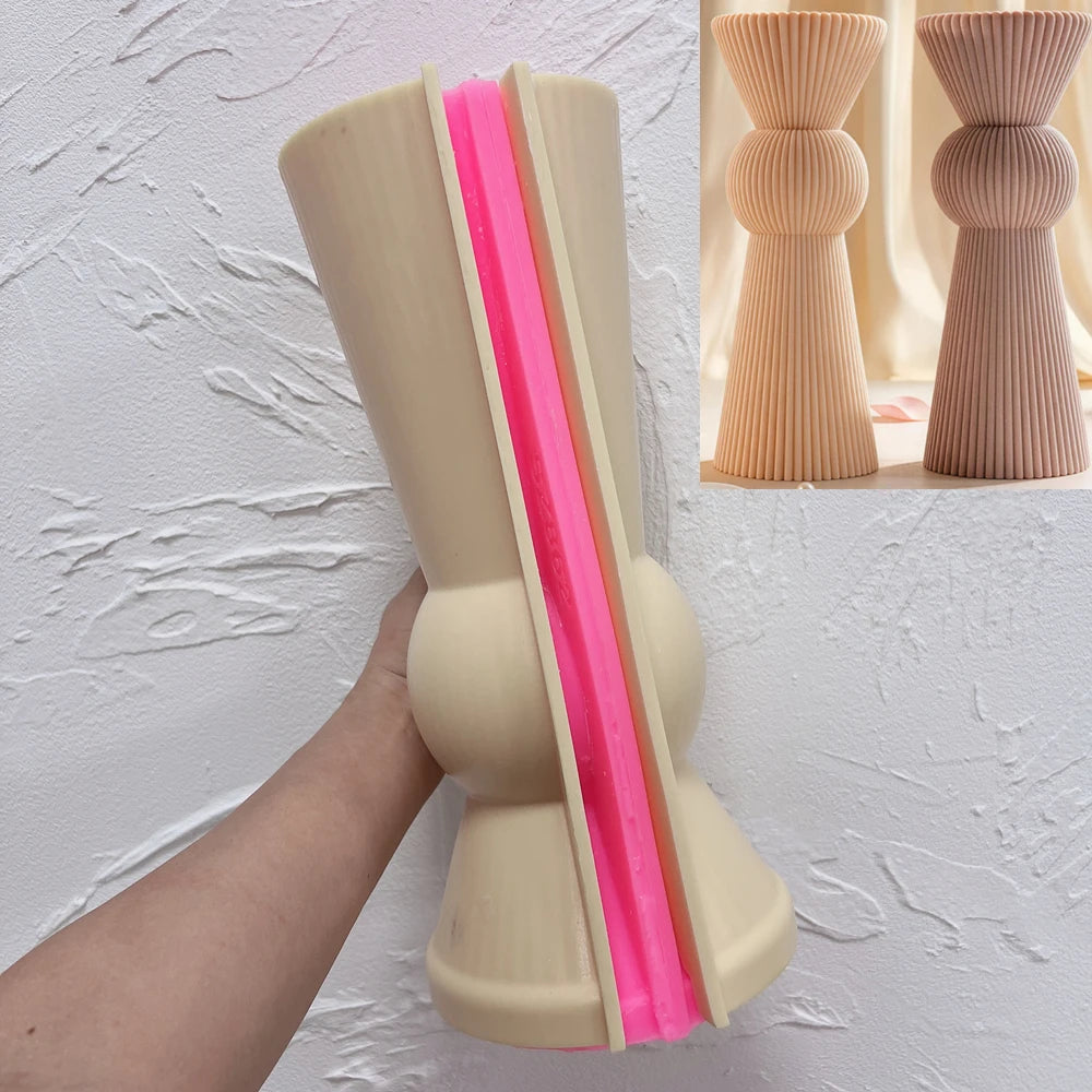 Fluted Hourglass Pillar Silicone Candle Mold