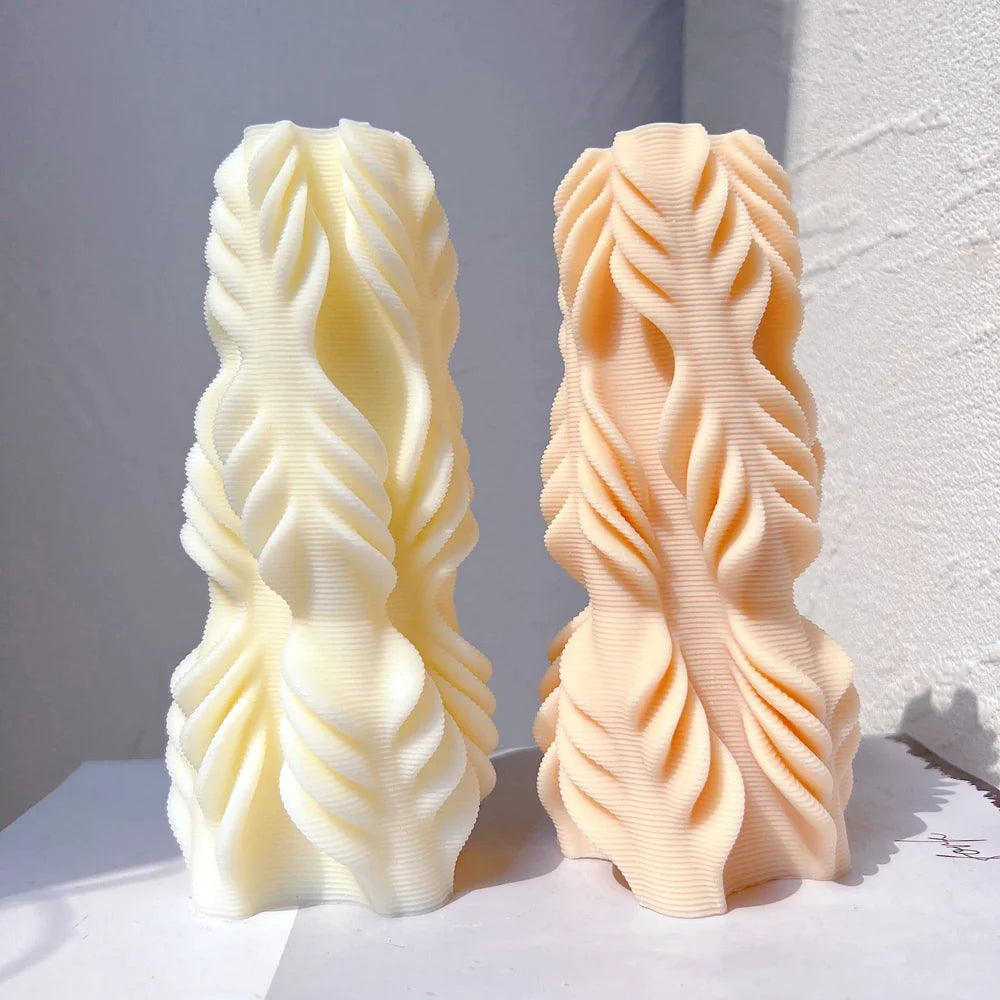 Ribbed Ripple Pillar Candle Mold