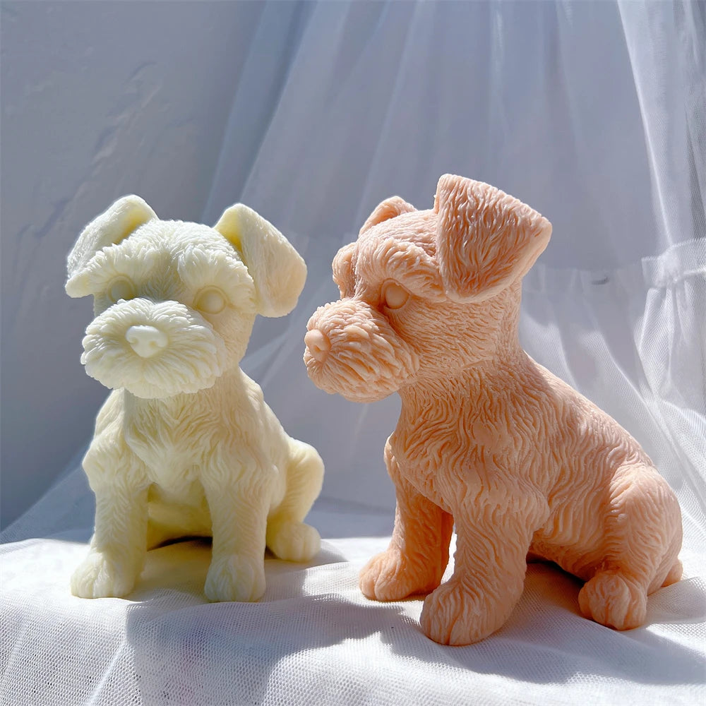 Schnauzer Puppy Figurine Silicone Candle Mold