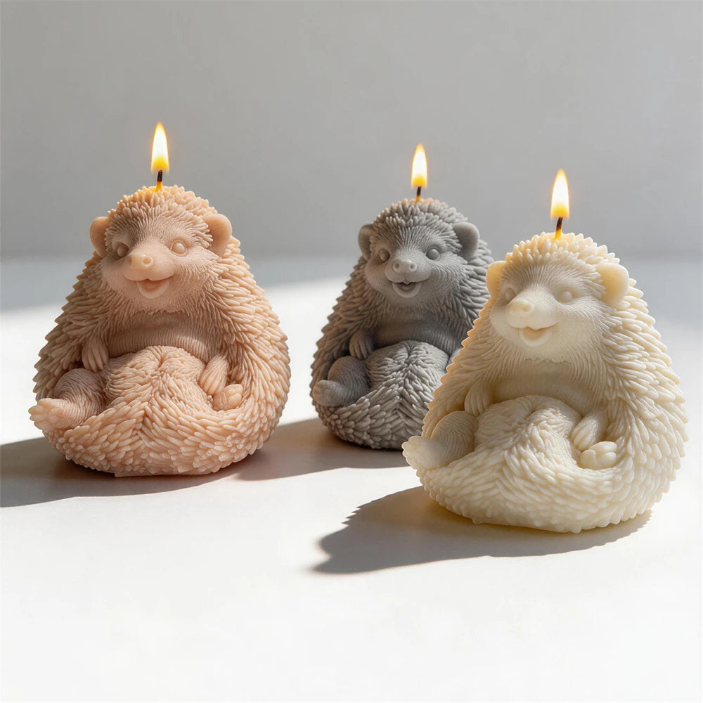 Sitting Hedgehog Silicone Candle Mold for Home Decor