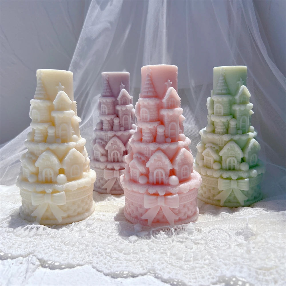 Bows Castle Christmas Silicone Candle Mold β Cake Design DIY Wax Mold