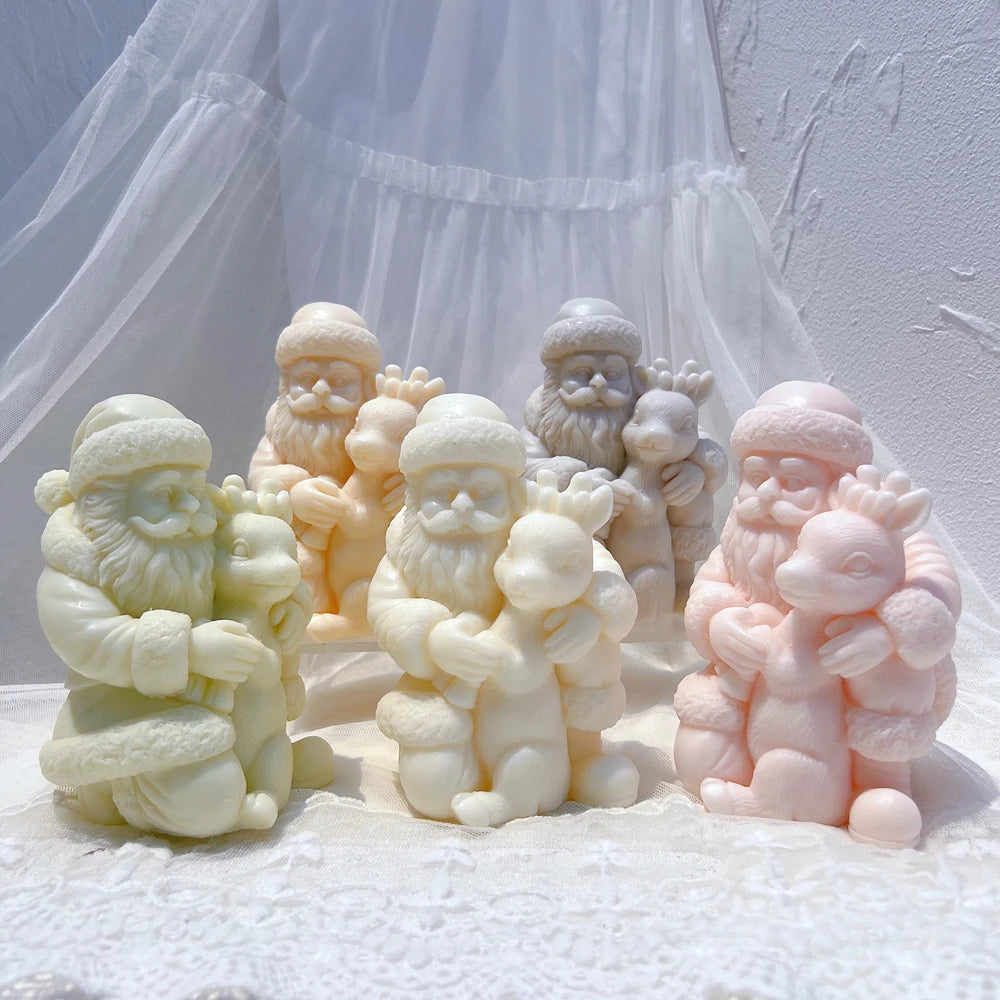 Santa Claus with Deer Candle Mold