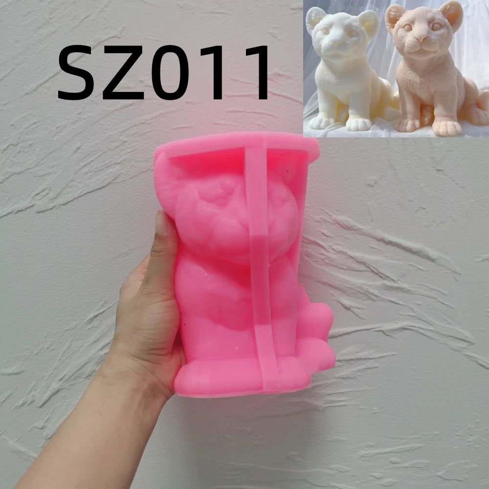 Sitting Lion Statue Candle Mold for Animal Lover Decor