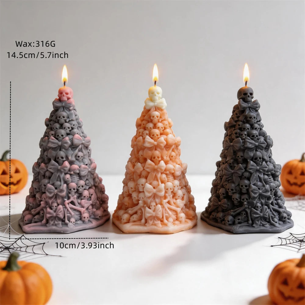 Halloween Bowknot Skull Tree Silicone Candle Mold