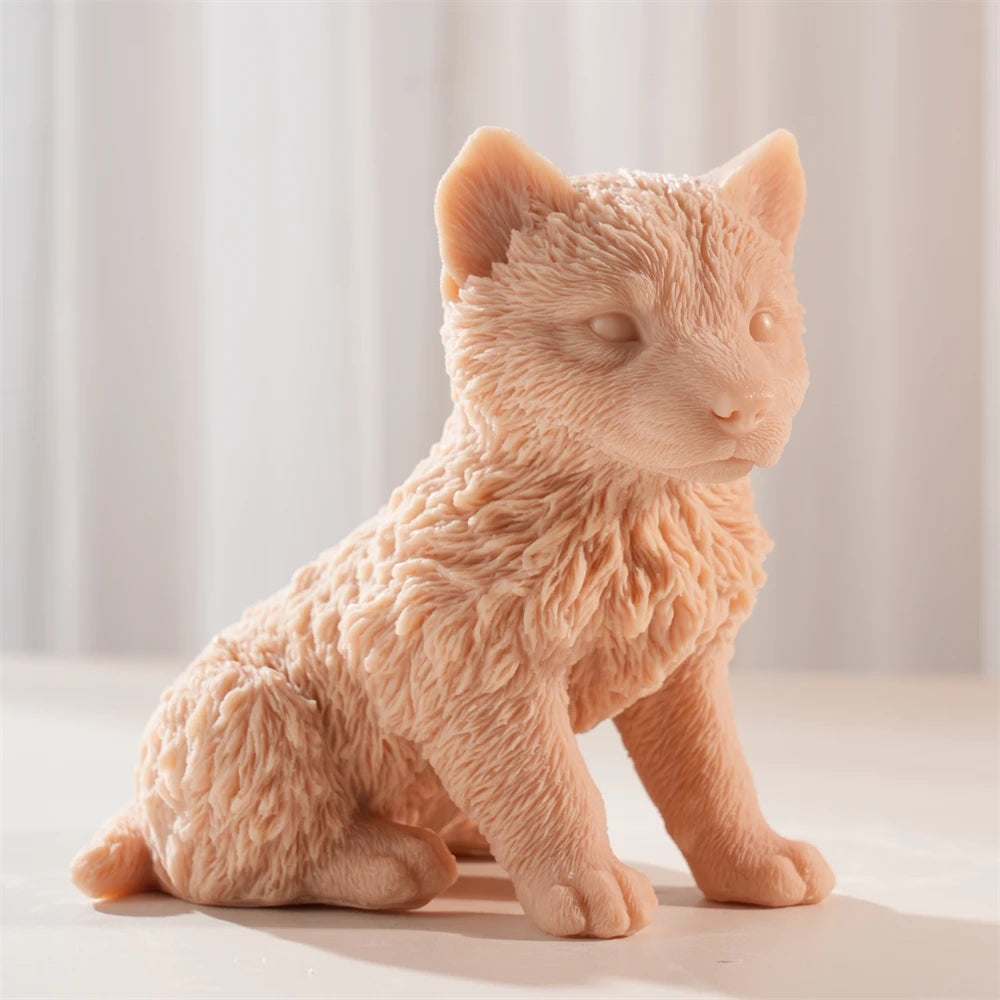 Sitting Wolf Cub Silicone Candle Mold