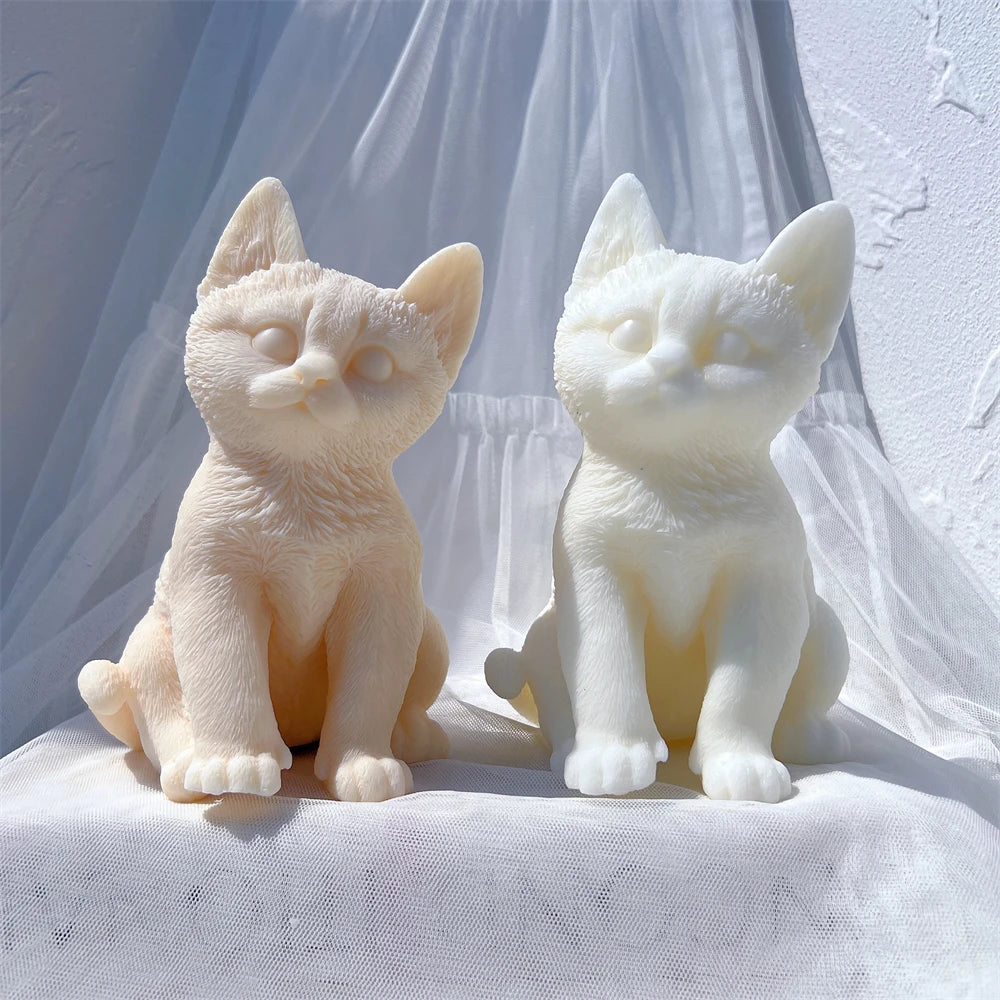 Sitting Tabby Cat Candle Silicone Mold