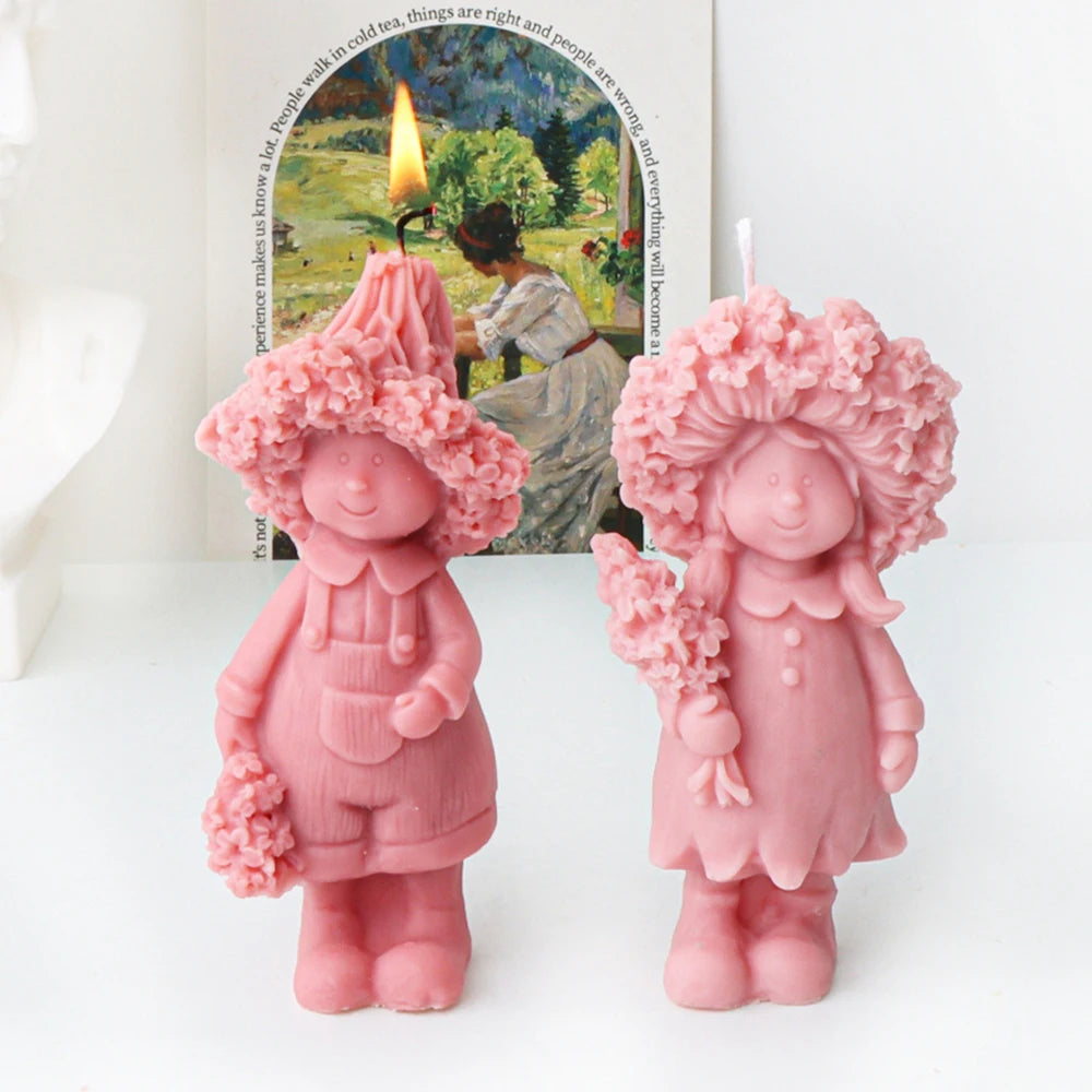 Lavender Hat Boy and Girl Candle Silicone Mold