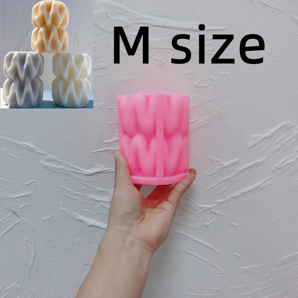 2 Sizes Wave Pillar Swirl Candle Mold
