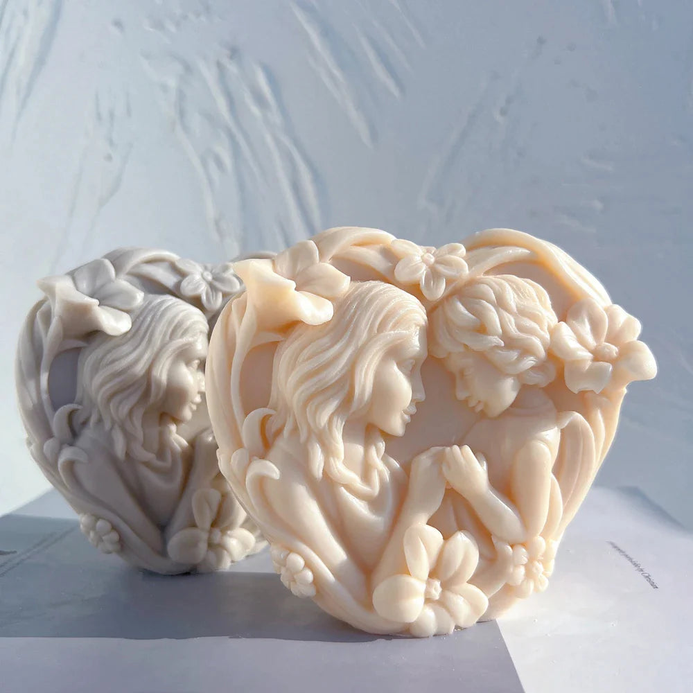 Mother With Baby Silicone Candle Mold