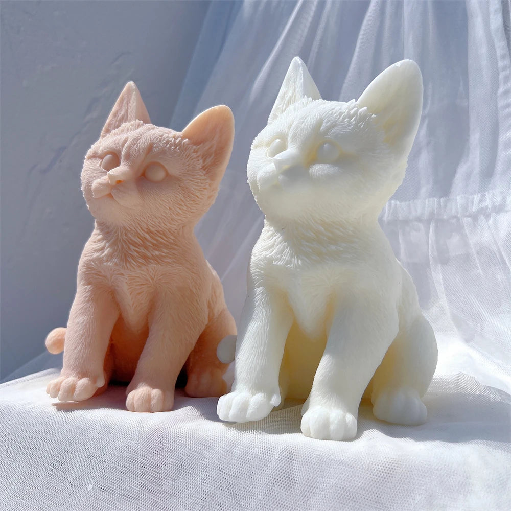 Sitting Tabby Cat Candle Silicone Mold