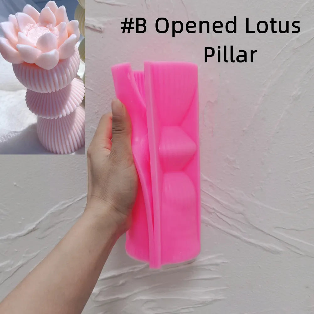 Lotus Flower Ribbed Pillar Candle Mold