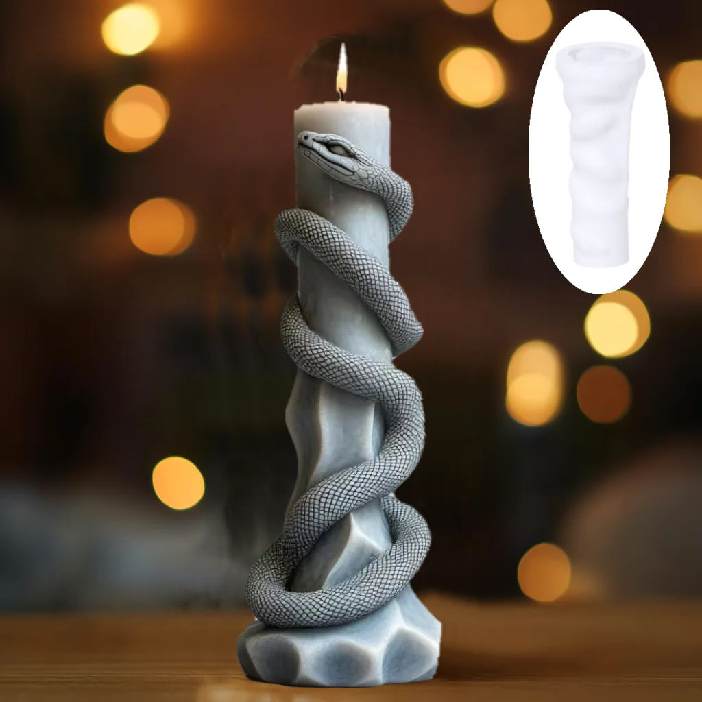 DIY Spiral Snake Relief Long Pole Candle Silicone Mold
